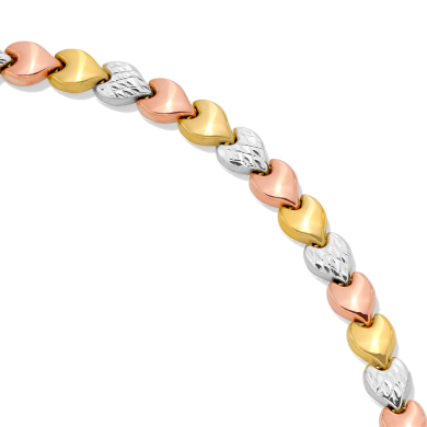 Stampato Heart Bracelet 10K Tri-Tone Gold 7.5