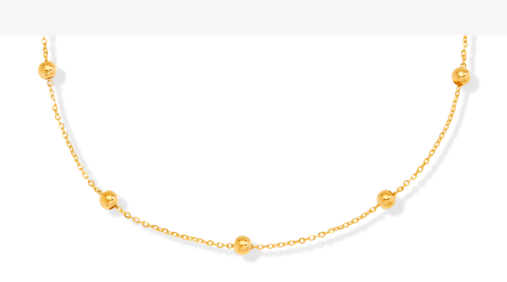 Beaded Anklet 10K Yellow Gold 10