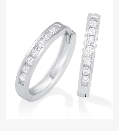 Diamond Hoop Earrings 1/6 ct tw 10K White Gold