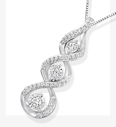 Memories Moments Magic Diamond Necklace 1/4 ct tw Round-cut 10K White Gold 18