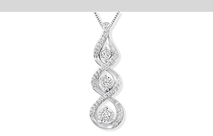 Memories Moments Magic Diamond Necklace 1/4 ct tw Round-cut 10K White Gold 18