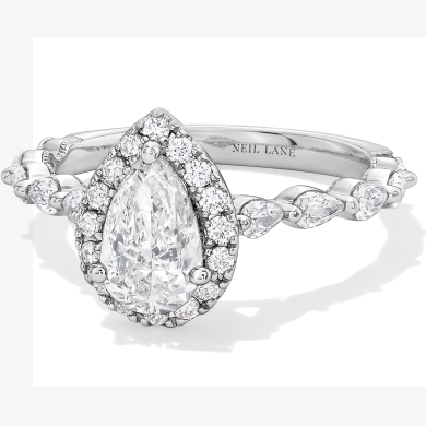 Neil Lane Premiere Pear-Shaped Diamond Halo Engagement Ring 1-5/8 ct tw 14K White Gold