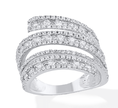 Diamond Spiral Multi-Row Fashion Ring 1-1/2 ct tw 10K White Gold