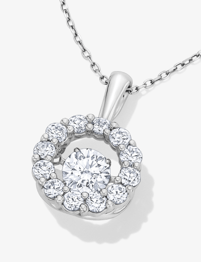 Unstoppable Love Lab-Grown Diamond Halo Necklace 1-1/2 ct tw 14K White Gold