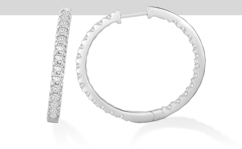 KAY Lab-Grown Diamonds Inside-Out Hoop Earrings 1 ct tw 14K White Gold