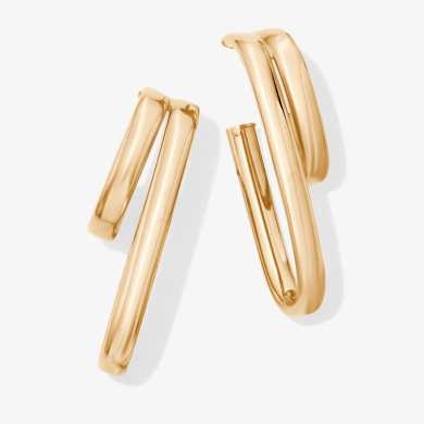 STUDIO BY KAY Split J-Hoop Earrings 24K Yellow Gold Vermeil Sterling Silver 34mm