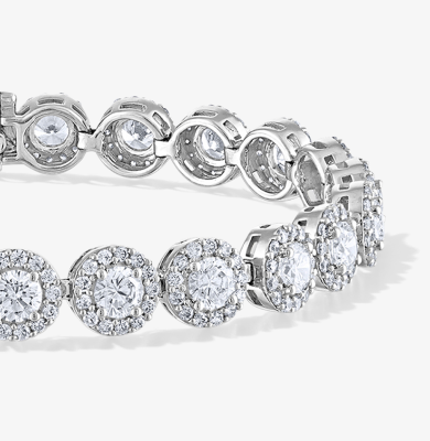 Diamond Halo Bracelet 10 ct tw 14K White Gold 7''