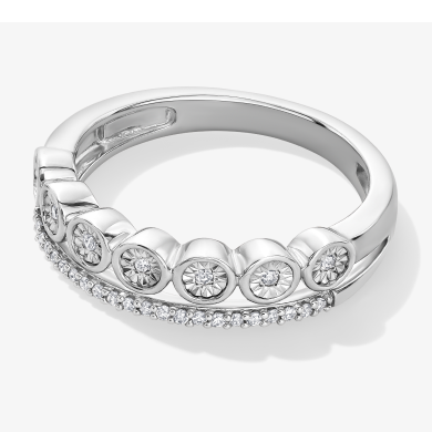 Diamond Two-Row Stackable Ring 1/10 ct tw Sterling Silver