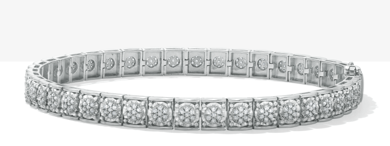 Men's Diamond Bracelet 1-1/3 ct tw Round-cut 10K White Gold 8.5
