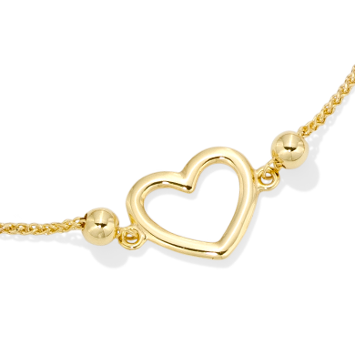 Heart Bolo Bracelet 10K Yellow Gold 9.5