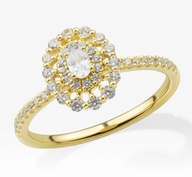 Adore Oval & Round-Cut Diamond Halo Engagement Ring 1/2 ct tw 14K Yellow Gold