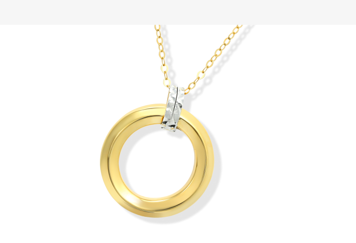Diamond-Cut Circle Necklace 14K Two-Tone Gold 18