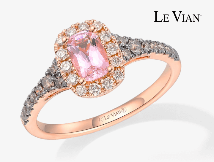 Le Vian Cushion-Cut Morganite Ring 3/8 ct tw Diamonds 14K Strawberry Gold