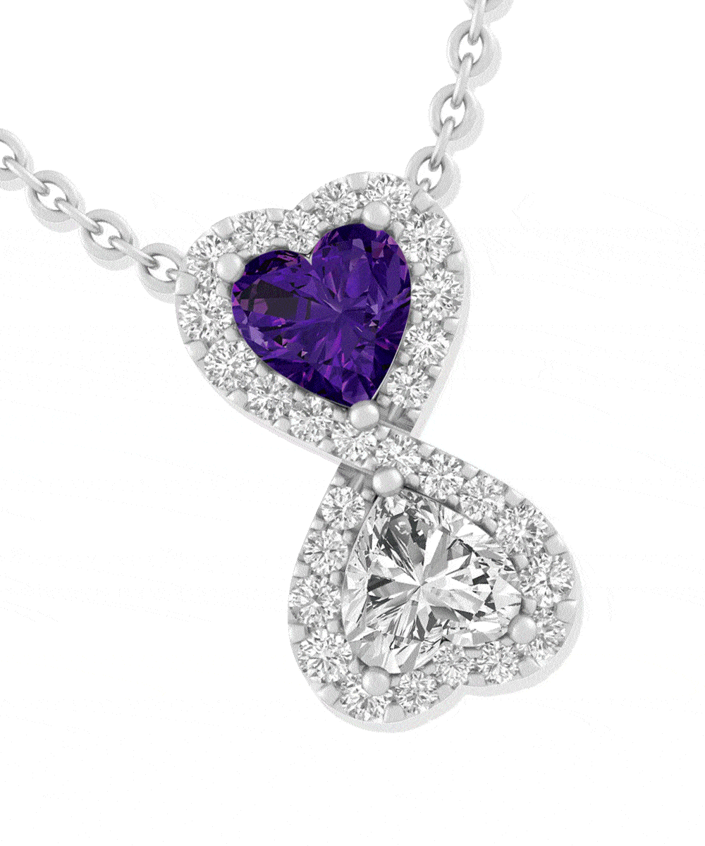 Couple's Birthstone Infinity Necklace (2 Stones)