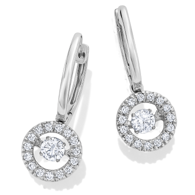 Unstoppable Love Lab-Grown Diamond Drop Hoop Earrings 1 ct tw 14K White Gold