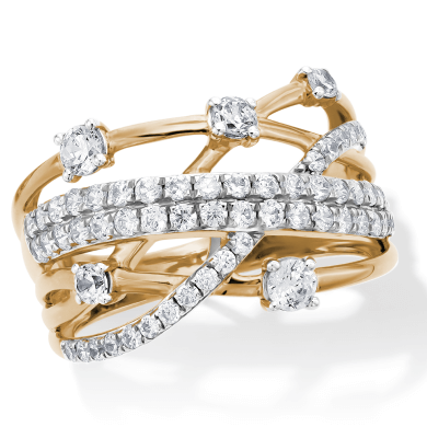 KAY Lab-Grown Diamonds Multi-Row Crossover Ring 1 ct tw 10K Yellow Gold