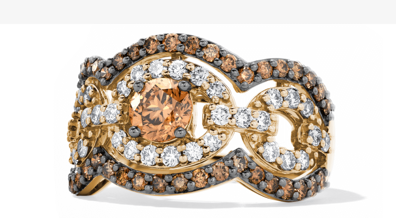 Le Vian Diamond Chain Link Ring 1-7/8 ct tw 14K Honey Gold