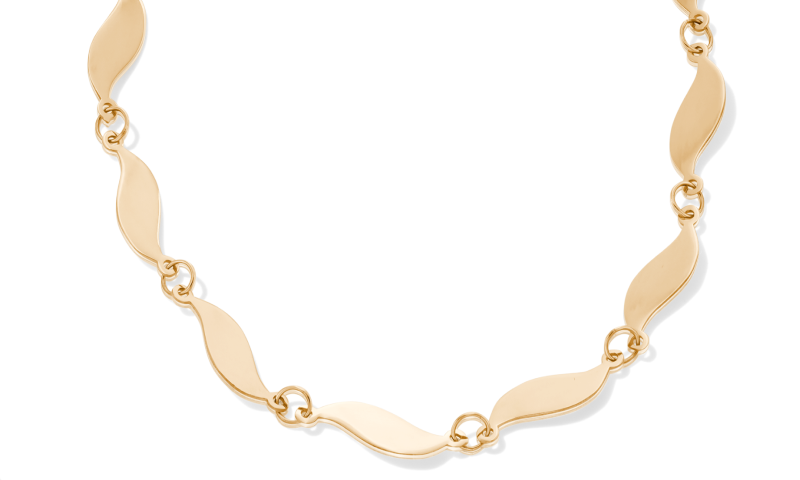 3mm Flame-Shaped Link Chain Necklace Solid 10K Yellow Gold 18