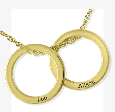 Two-Circle Couple's Necklace (2 Lines)