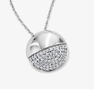 Diamond Half-and-Half Ball Necklace 1/5 ct tw Sterling Silver 19