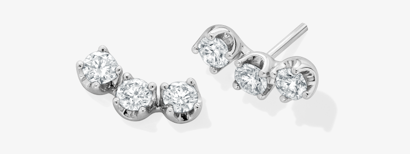 Memories, Moments, Magic Diamond Three-Stone Earrings 1/2 ct tw 10K White Gold