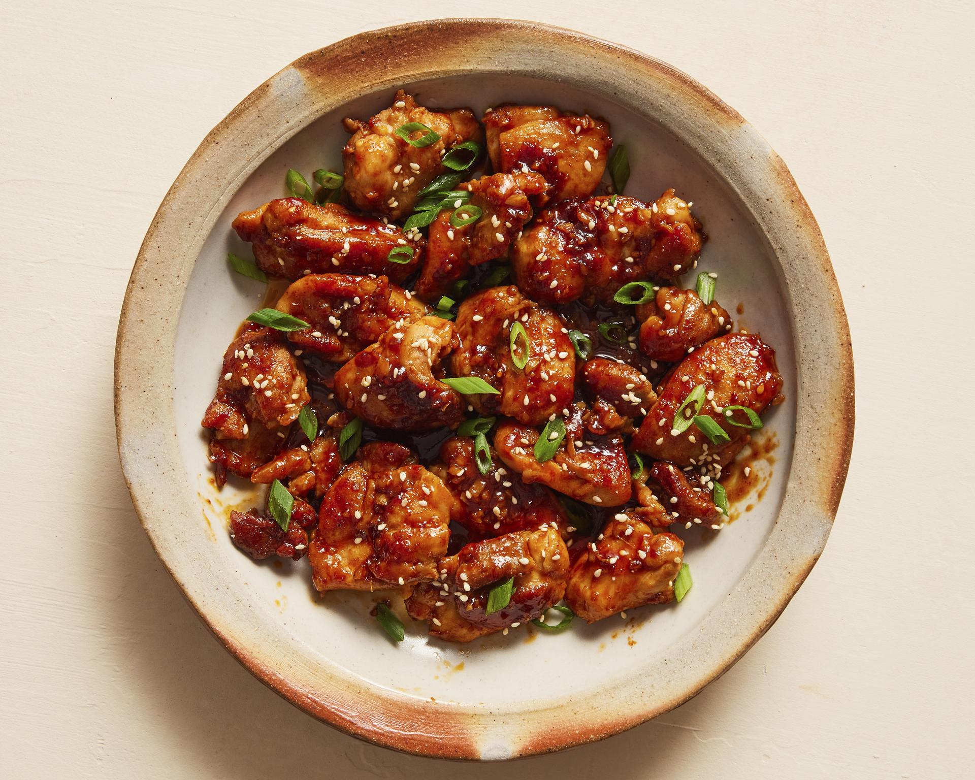 Stir-fried gochujang chicken. 