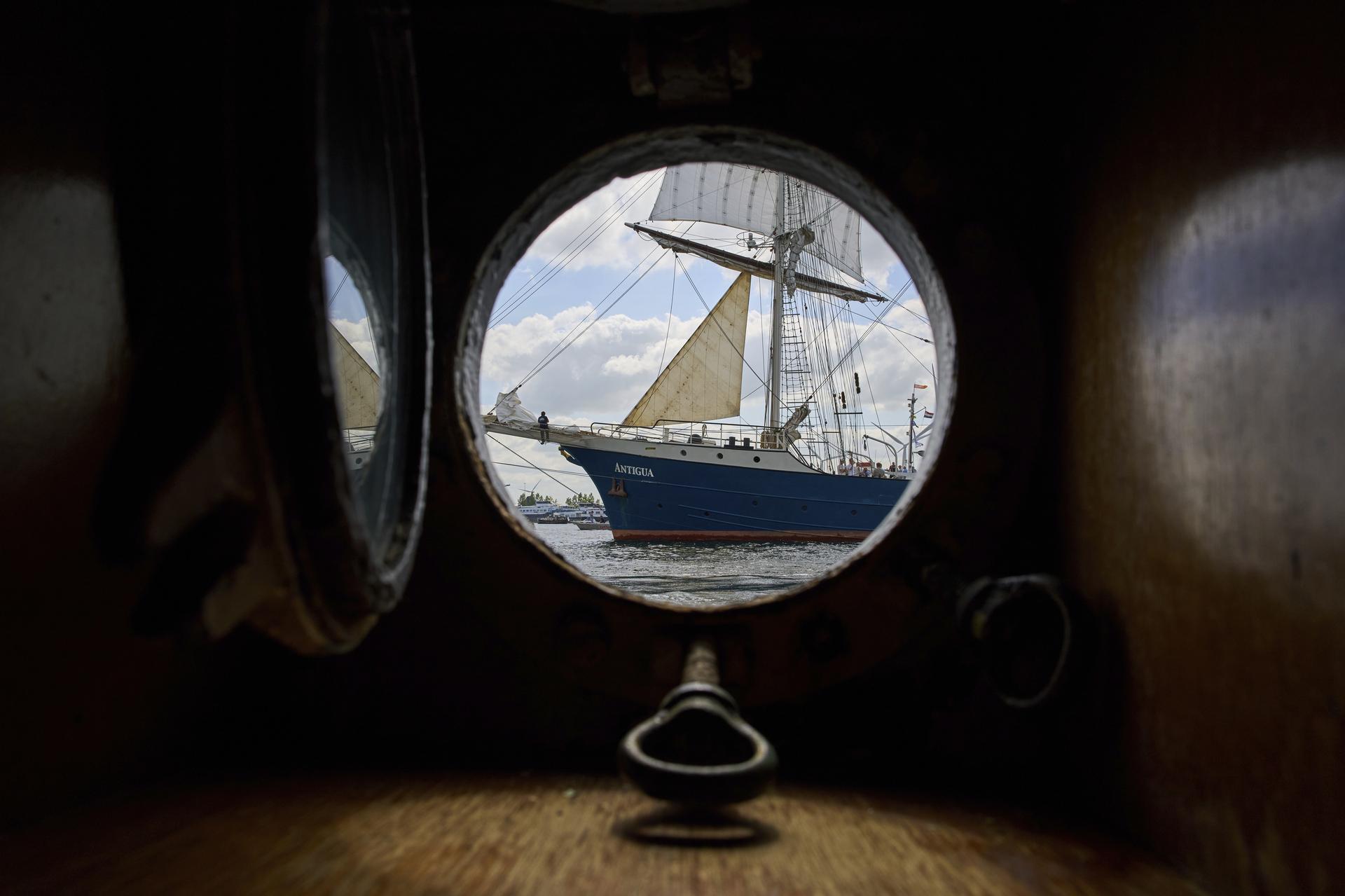 The barkentine Antigua at the 10th edition of SAIL, in Amsterdam, Netherlands, Wednesday. 
