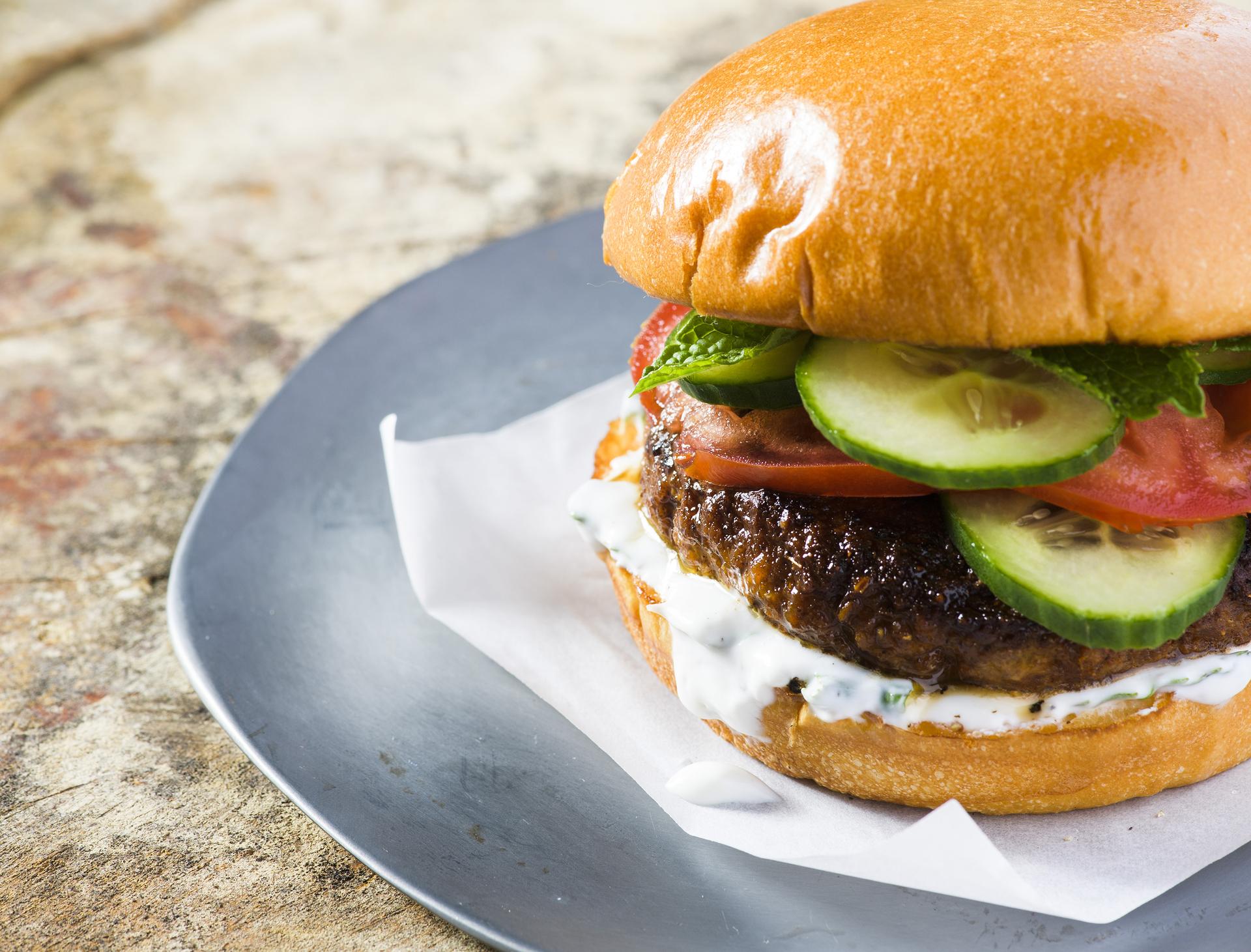Indian-spiced pork burgers.
