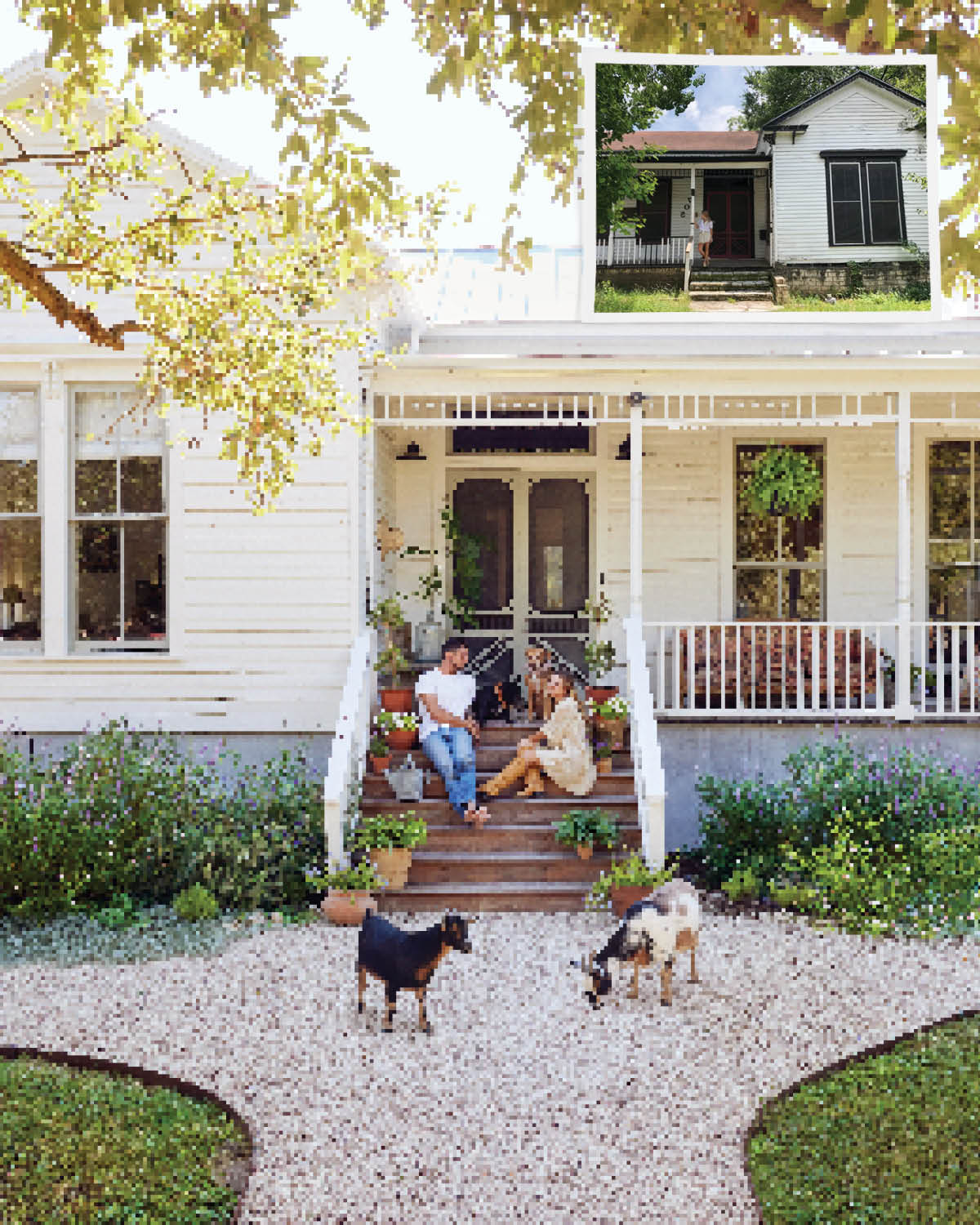 small white folk victorian farmhouse