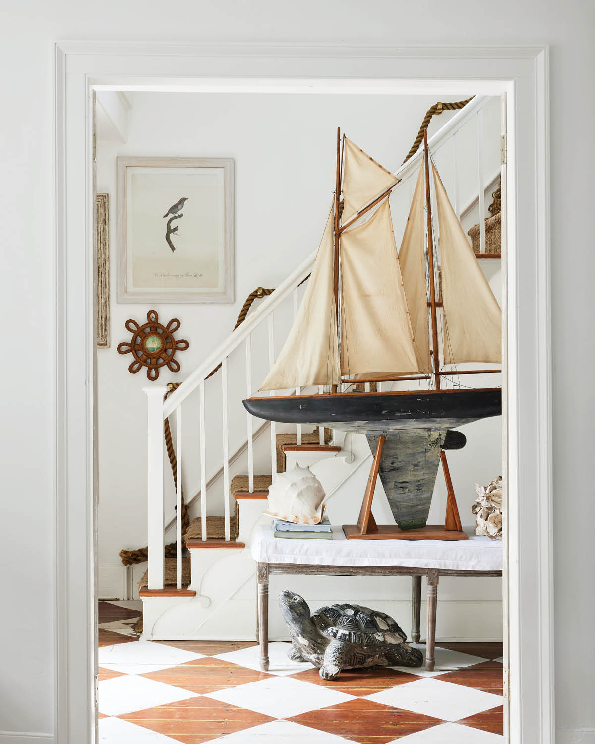 coastal home foyer and staircase