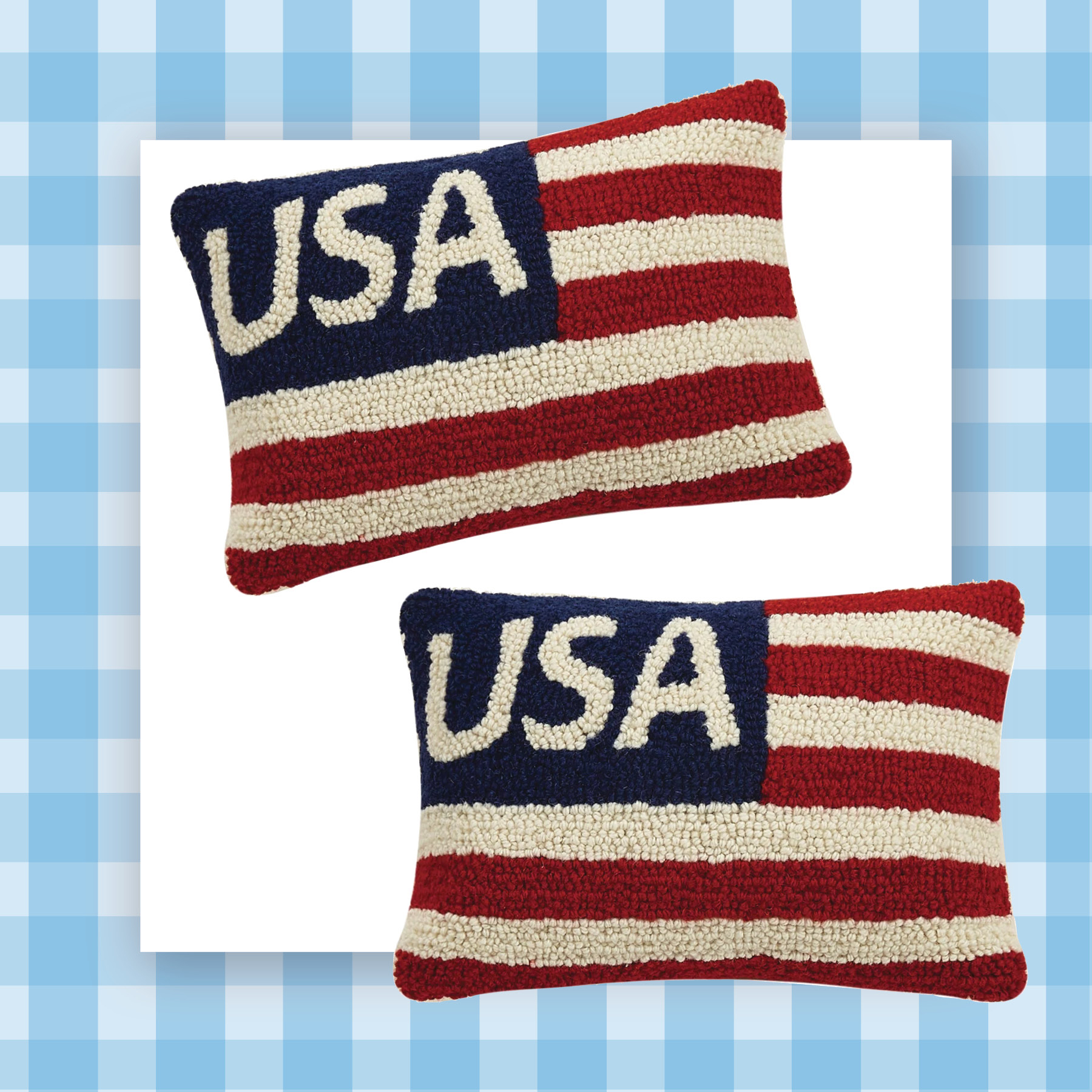 hooked usa flag pillows