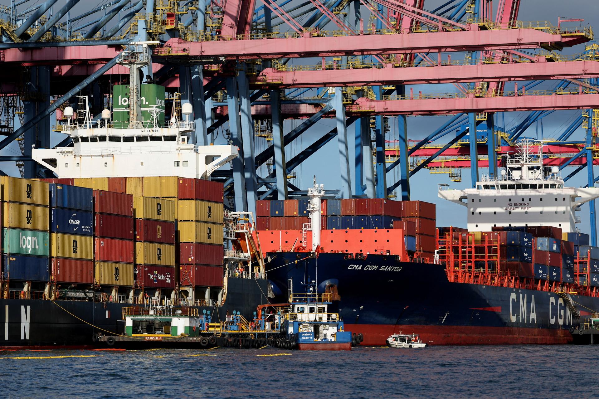 The port in Santos, Brazil