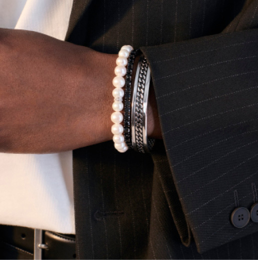 pearl and silver bracelet stack