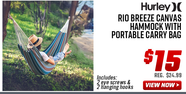 Hurley Rio Breeze Canvas Hammock with Portable Carry Bag