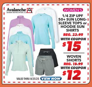 Avalanche Women's 1/4 Zip UPF 50+ Sun Protection Long-Sleeve Top or Woven Shorts
