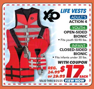 X2O Adult's, Youth or Infant Life Vest