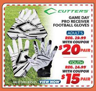 Cutters Game Day Youth or Adult's Pro Receiver Football Gloves