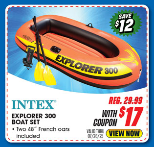 Intex Explorer 300 3-Person Inflatable Boat Set