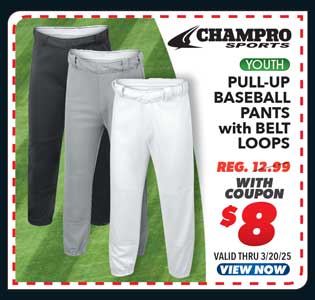 Champro Pull-Up Youth Baseball Pants with Belt Loops