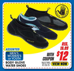 Assorted Men's, Women's or Youth Body Glove Water Shoes