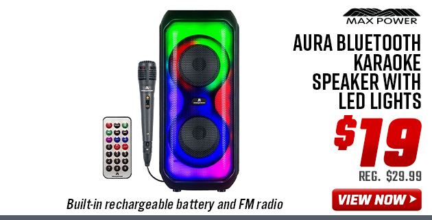 Max Power Aura Bluetooth Karaoke Speaker with LED Lights