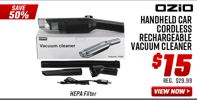 OZIO Handheld Car Cordless Rechargeable Vacuum Cleaner