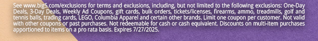 See www.big5.com/exclusions