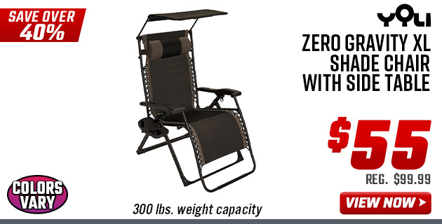 Yoli Zero Gravity XL Shade Chair with Side Table
