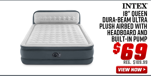 Intex 18 Queen Dura-Beam Ultra Plush Airbed with Headboard and Built-In Pump