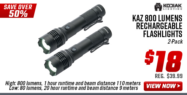 Kodiak Kaz 800 Lumens Rechargeable Flashlights 