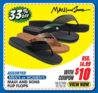 Assorted Men's or Women's Maui and Sons Flip Flops