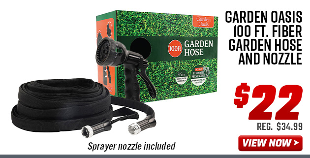 Garden Oasis 100 Ft. Fiber Garden Hose and Nozzle