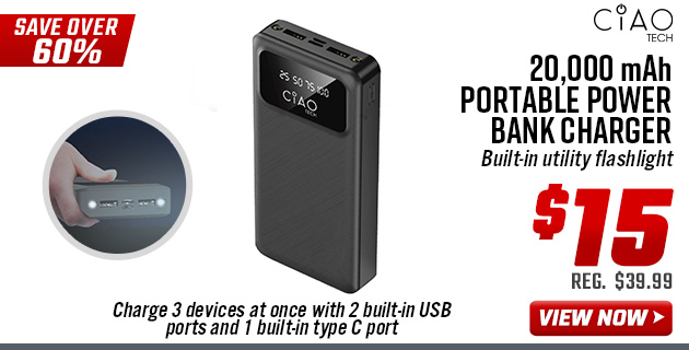 CIAO TECH 20,000 mAh Portable Power Bank Charger