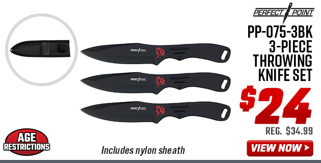 Perfect Point PP-075-3BK 3-Piece Throwing Knife Set
